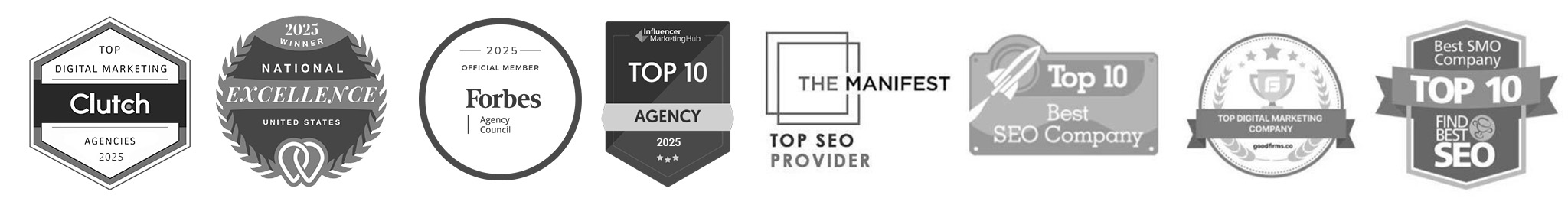 our general SEO service agency awarded by these best companies